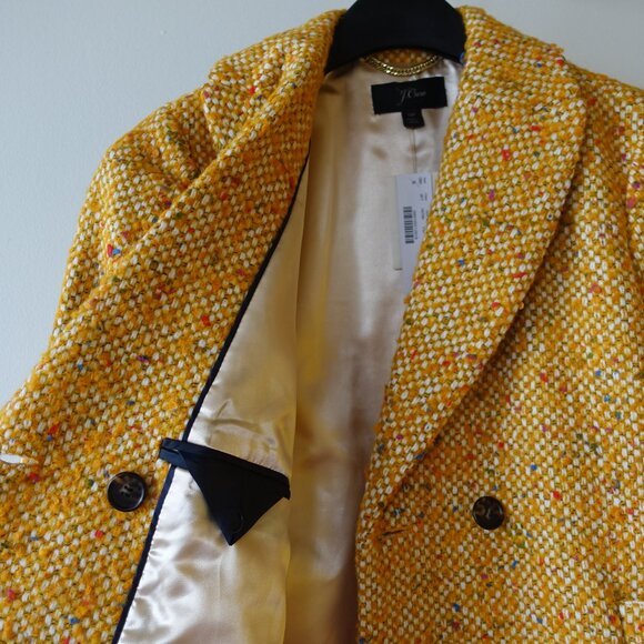 J.Crew Daphne yellow tweed coat Petite 0 0P - Picture 16 of 16